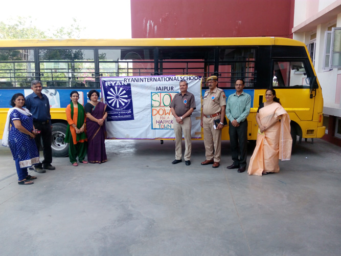 During Road Safety Awareness Drive in Ryan International School, Jaipur